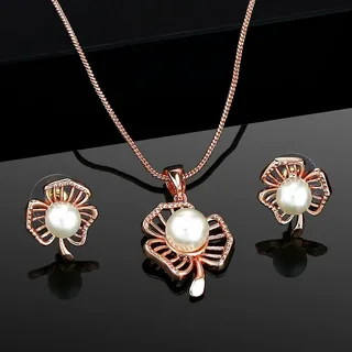 PPSH00270 MZM Flower Pearl Drop Pendant Set - PPSH - Image 4